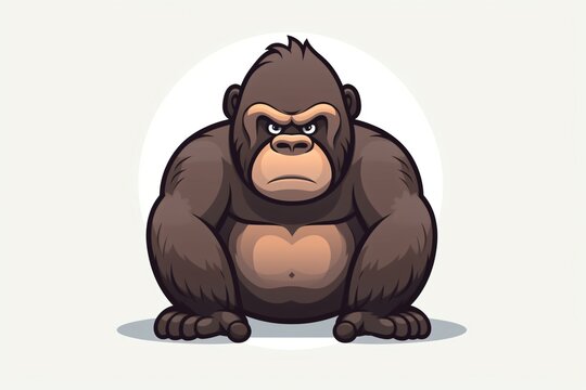 An angry gorilla cartoon illustration, isolated on a plain background