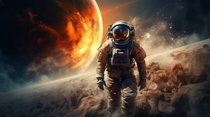 Obraz premium astronaut spaceman outer space solar system people