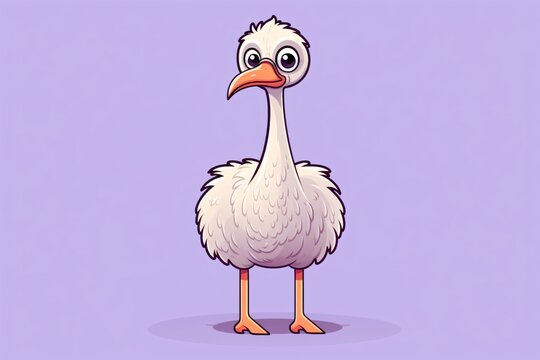 A cute cartoon illustration of an ostrich