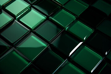 Fototapeta na wymiar Green cubes arrangement 3d render illustration modern minimalistic design