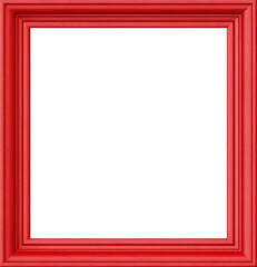 Red wooden picture frame isolated on transparent background. PNG