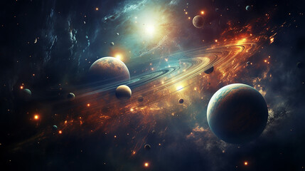 Obraz na płótnie Canvas space scene background with high resolution images presents creating planets of the solar system