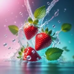 Image of fresh strawberry and milk