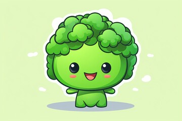 Cartoon character illustration of broccoli