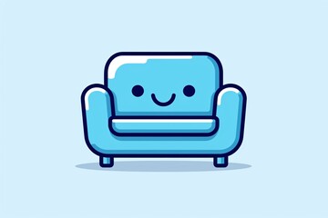 A cute cartoon character of couch or sofa
