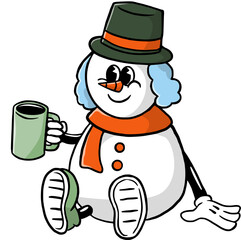 Retro Snowman Mascot Illustration
