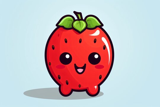 A cute strawberry cartoon character graphic illustration