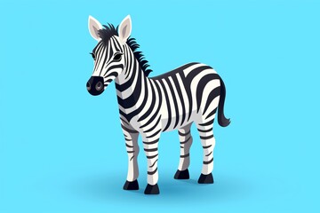 A cute cartoon character illustration of a zebra