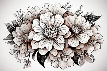 Flowers Florals and leaves mandalas for coloring or background or decoration or wall paper or for fabric