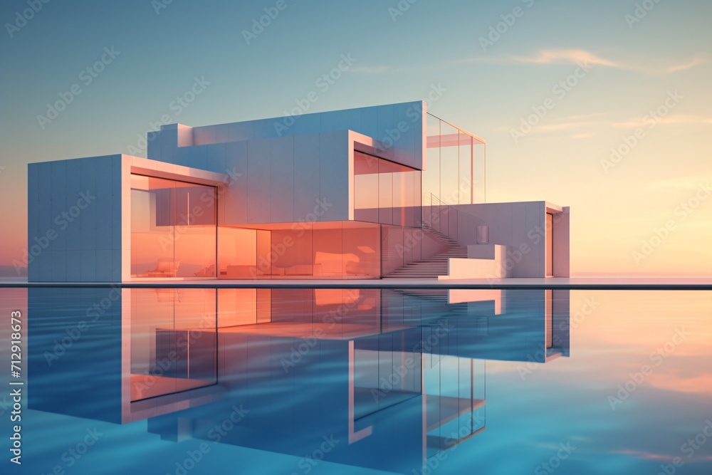 Wall mural futuristic minimalistic building architecture design