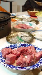 日本の一般家庭のご飯の写真（和食・夕食・夜ご飯・家庭料理・焼肉）