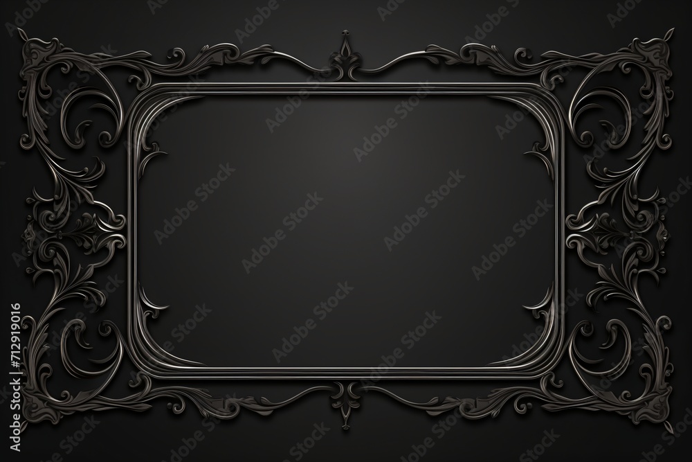 Wall mural a black frame with blank space and 3d textured frame on the border