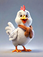 Illustration of White chicken cartoon character