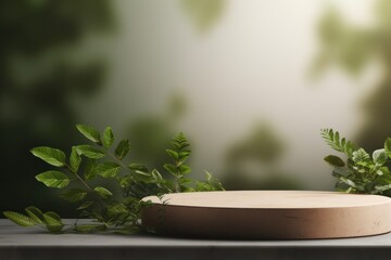 Nature Podium Set Against A Mystical Forest Backdrop, Perfect For Showcasing Products Or Artifacts