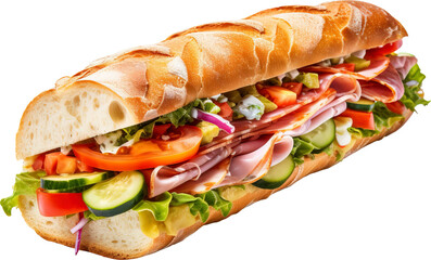 Sandwich with ham isolated on transparent background. PNG