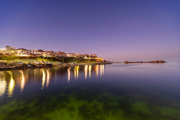 Night closing in on the sea city