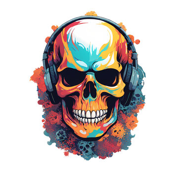 Skull illustration for t shirt design. Graphic resource ready for print and easy to use. Rock underground hipster.