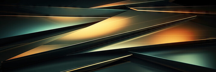 3d abstract motion loop,   shiny geometric lines in black and gold, banner