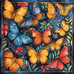 seamless pattern with butterflies scarf print with butterflies for spring summer --stylize