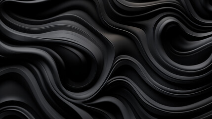 Dynamic Black Swirls, Cartoon-Style Texture Background with Flowing Draperies, Abstract.