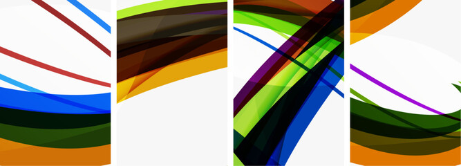 Colorful wave lines poster set for wallpaper, business card, cover, poster, banner, brochure, header, website