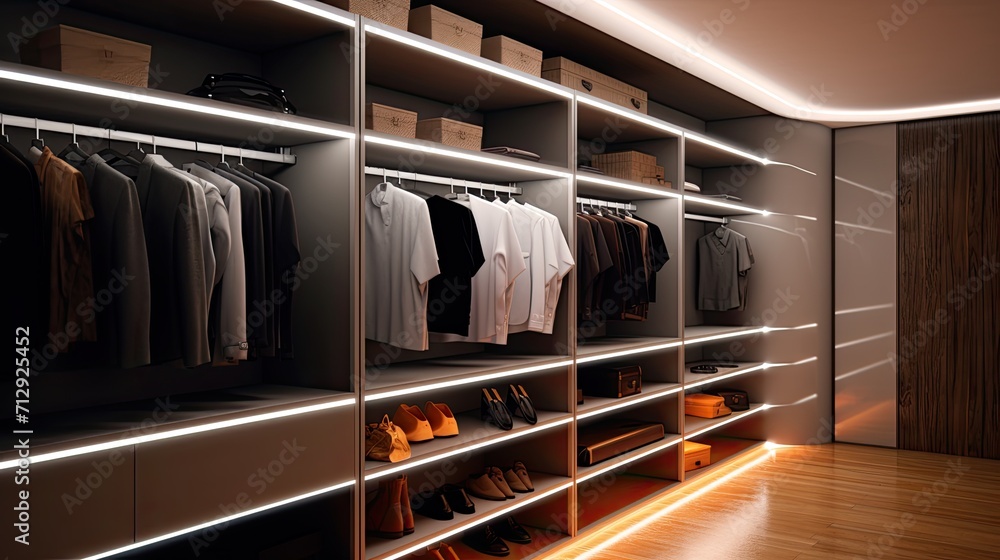 Poster smart closet lighting systems with motion sensors solid color background