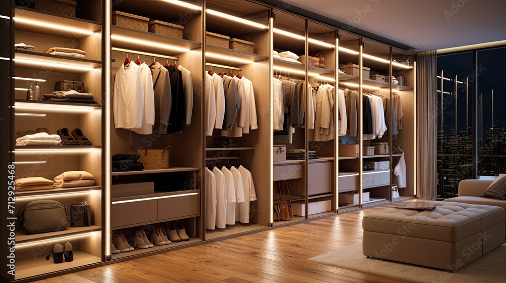 Poster smart closet lighting systems with motion sensors solid color background