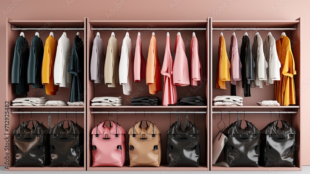 Poster smart closet systems with automated clothing retrieval solid color background