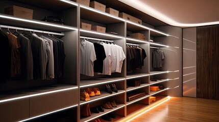 Smart closet lighting systems with motion sensors solid color background