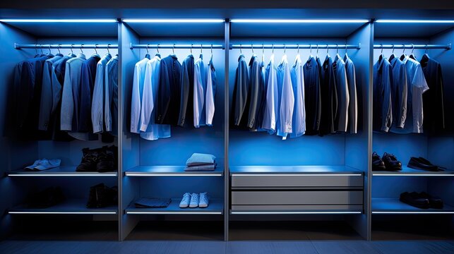 Smart closet lighting systems with motion sensors solid color background