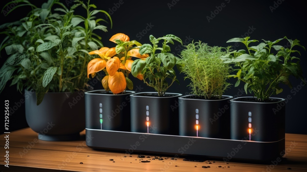 Aufkleber smart garden planters with automated watering systems solid color background