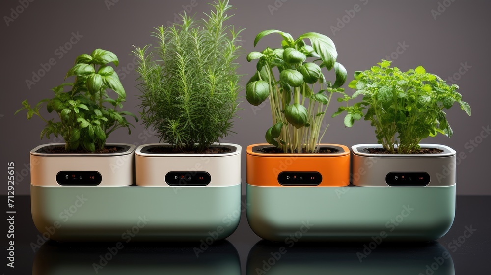 Poster smart garden planters with automated watering systems solid color background