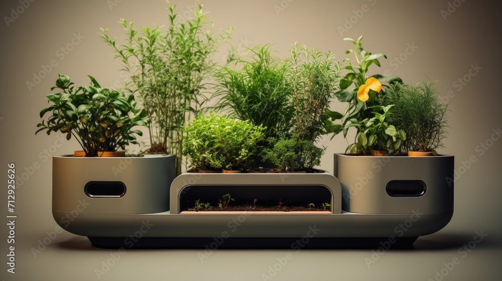 Poster smart garden planters with automated watering systems solid color background