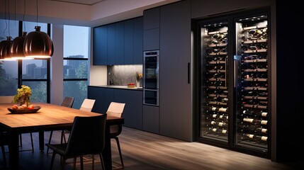 Smart home wine cellars with climate control solid color background