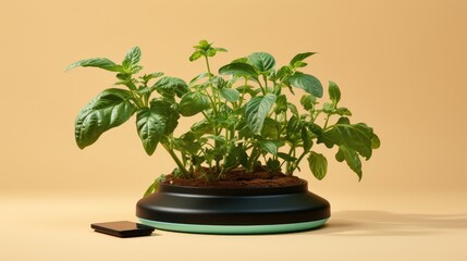 Smart plant sensors for optimal gardening solid color background
