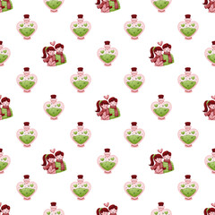 Watercolor Valentine's Day Seamless Pattern