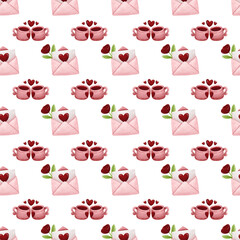 Watercolor Valentine's Day Seamless Pattern