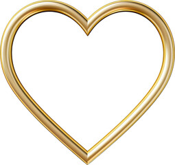Golden heart isolated on transparent background. PNG