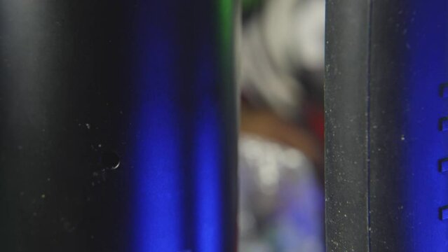 tilt down shot of an electronic marijuana water bong used for smoking cannabis bud medical marijuana