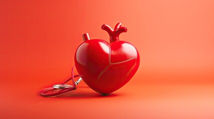 Obraz premium Telecardiovascular interventions for heart care solid color background