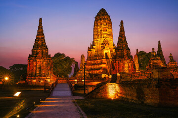 Fototapeta premium Wat Chaiwatthanaram Ayutthaya Province, Thailand, built in the reign of King Prasat Thong in 1630, taken on 14 January 2024.