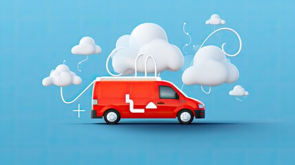 Vehicle to cloud communication technology solid color background