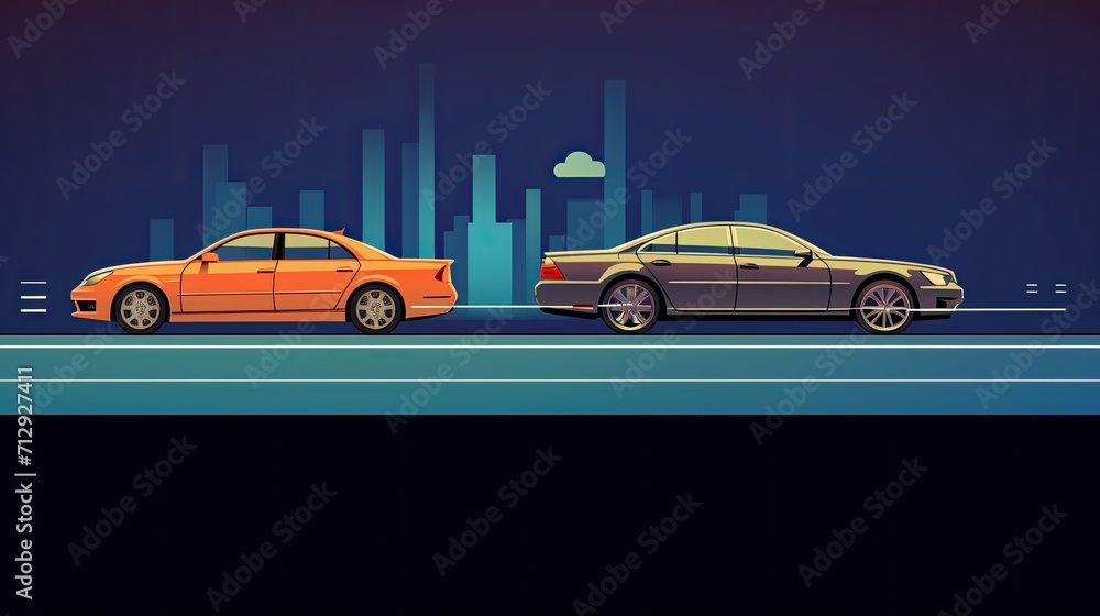 Poster vehicle to vehicle distance control systems solid color background