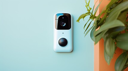 Video doorbells for remote access solid color background