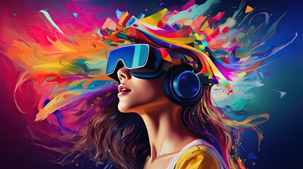 Virtual reality for attention deficit hyperactivity disorder adhd interventions solid color background - obrazy, fototapety, plakaty