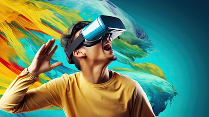 Virtual reality for attention deficit hyperactivity disorder adhd interventions solid color background - obrazy, fototapety, plakaty