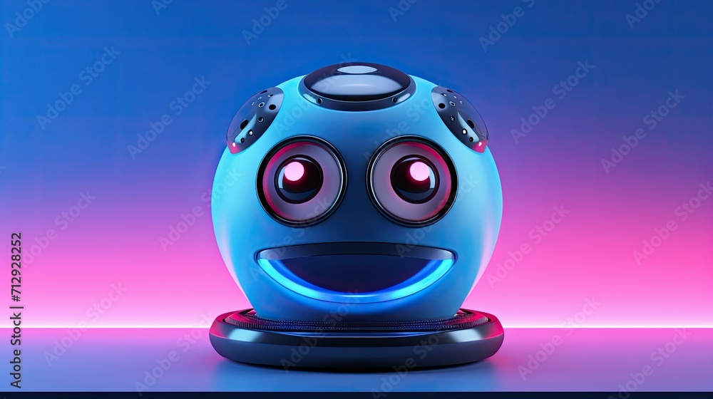 Poster voice activated robotic home djs for mood based playlists solid color background