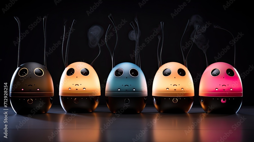 Poster voice activated robotic home fragrance diffusers for mood enhancement solid color background