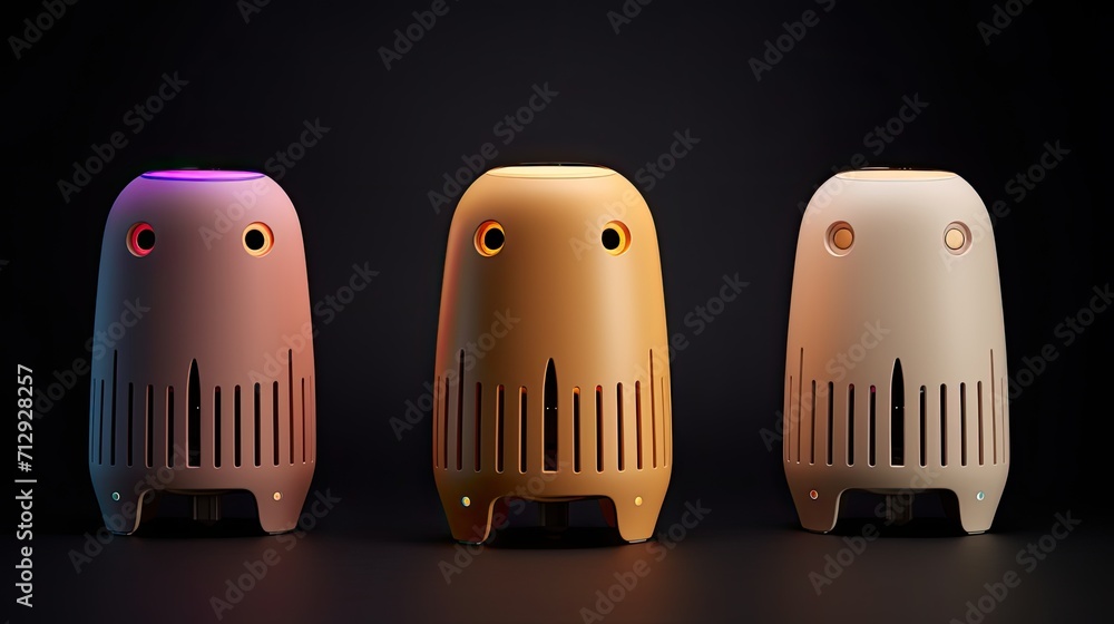 Poster voice activated robotic home fragrance diffusers for mood enhancement solid color background