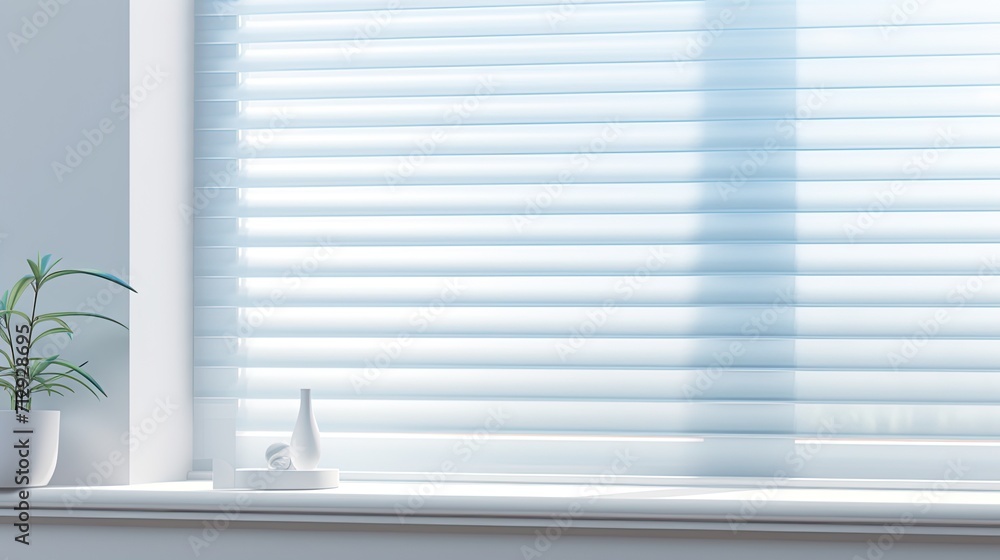 Poster voice controlled robotic window blinds for privacy and light control solid color background